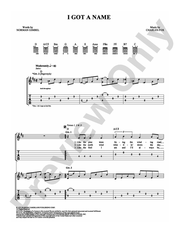 I Got A Name - Easy Guitar TAB (Digital Download)