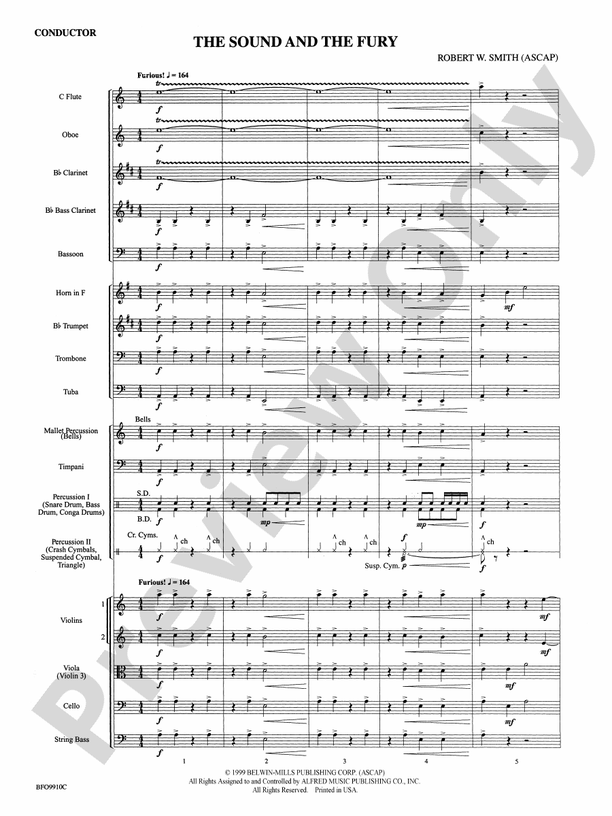 The Sound and the Fury – Ful Orchestra Conductor Score & Parts (Digital Download)
