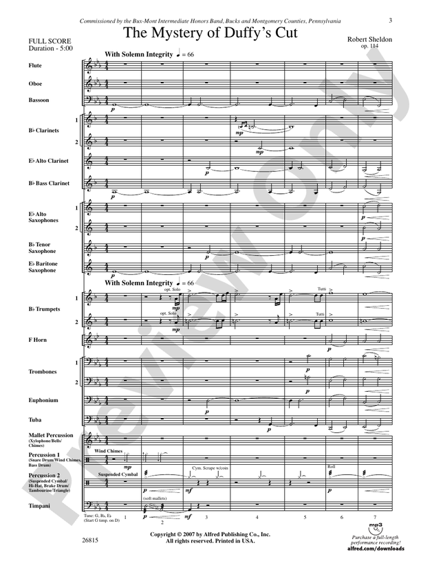 The Mystery of Duffy's Cut - Concert Band Conductor Score & Parts (Digital Download)