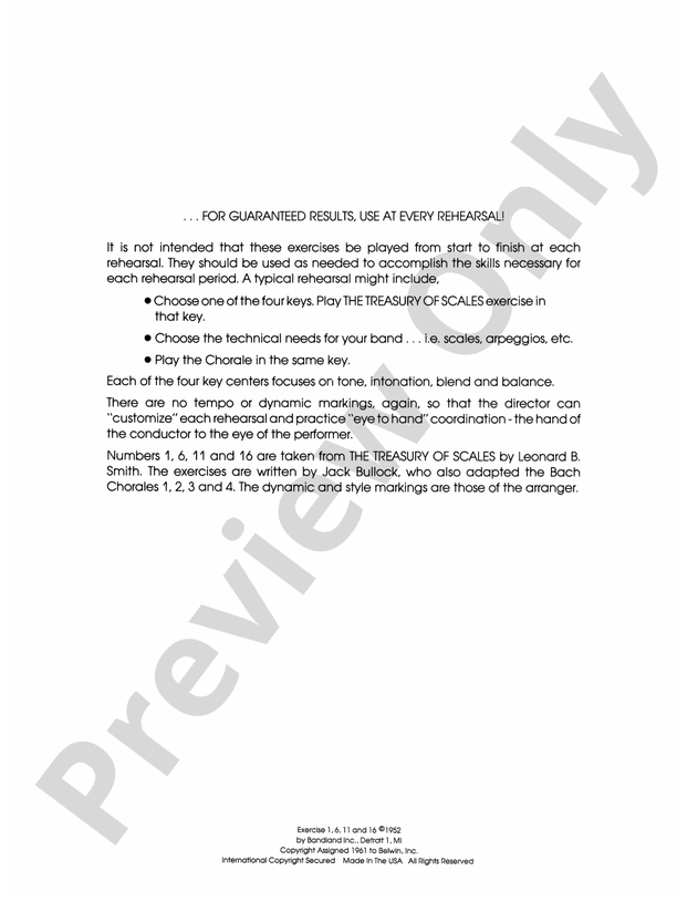 Belwin "Warm-Ups" for Symphonic Band - Concert Band Conductor Score & Parts (Digital Download)