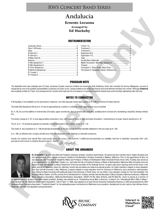 Andalucia - Concert Band Conductor Score & Parts(Digital Download)