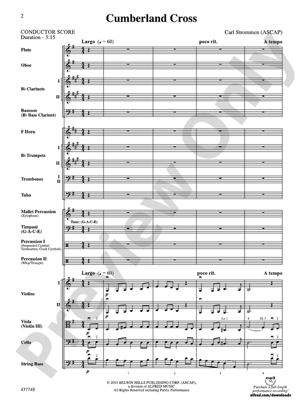 Cumberland Cross – Full Orchestra Conductor Score & Parts (Digital Download)