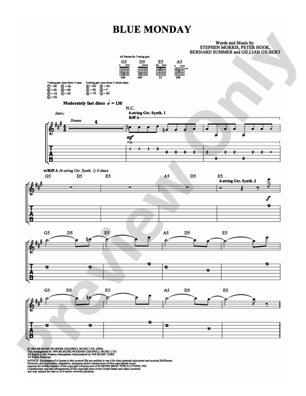 Blue Monday - Guitar TAB (Digital Download)
