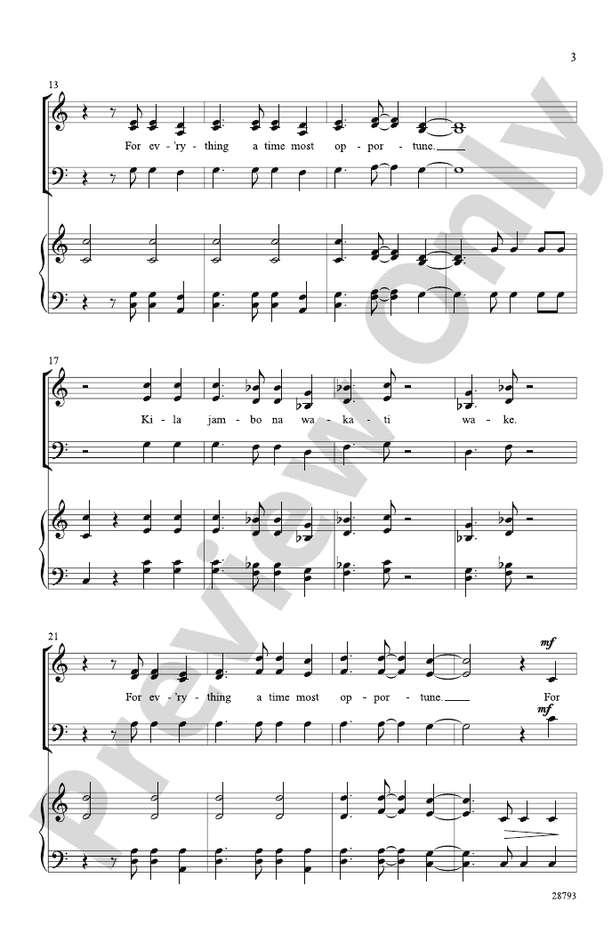 Kila Jambo na Wakati Wake (For Everything a Time Most Opportune - Swahili) – SAB Choral Octavo (Digital Download)