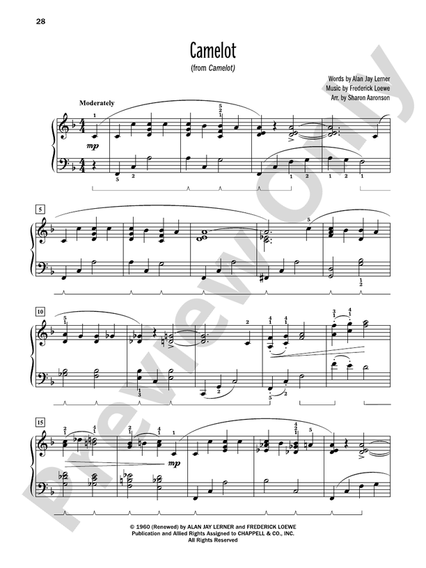 Camelot (from "Camelot") - Piano Solo (Digital Download)