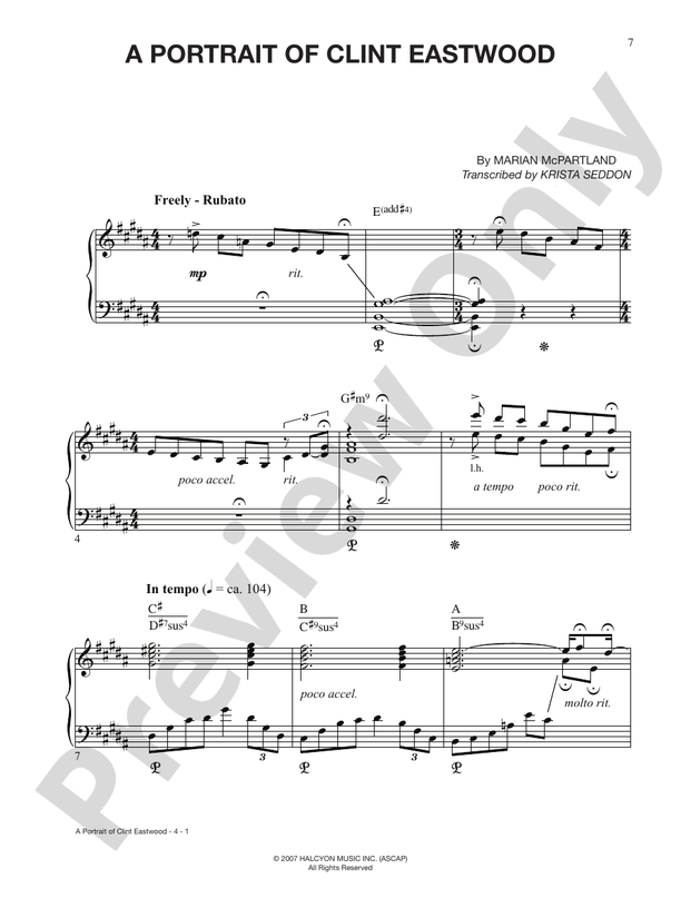 A Portrait of Clint Eastwood - Piano (Digital Download)