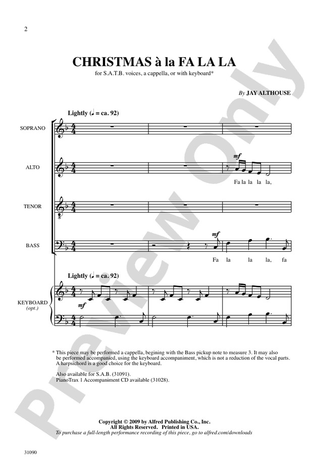 Christmas a la Fa La La – SATB a cappella Choral Octavo (Digital Download)