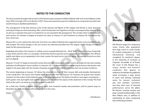 Sky Dive - Jazz Ensemble Conductor Score & Parts(Digital Download)