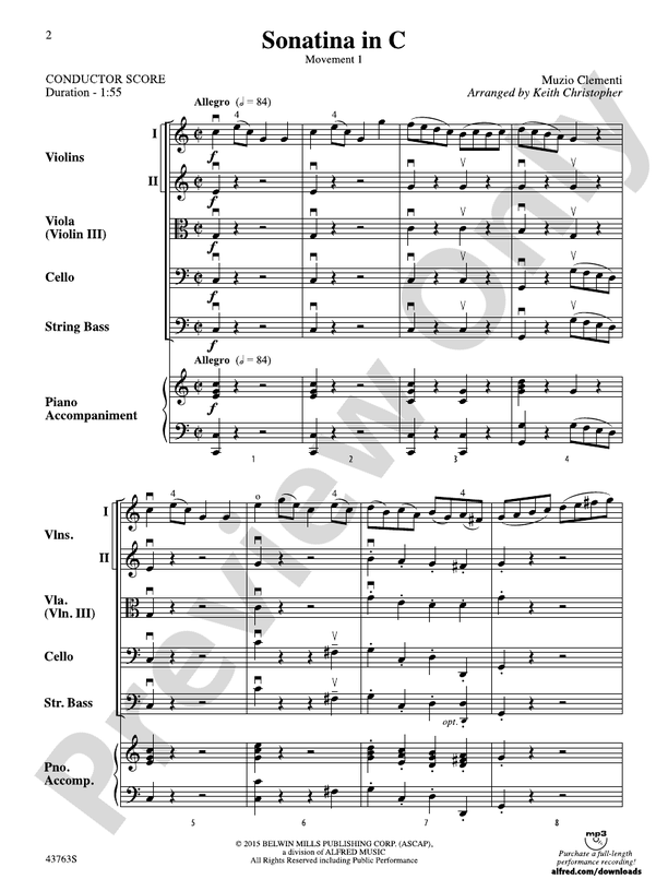 Sonatina in C – String Orchestra Conductor Score & Parts (Digital Download)