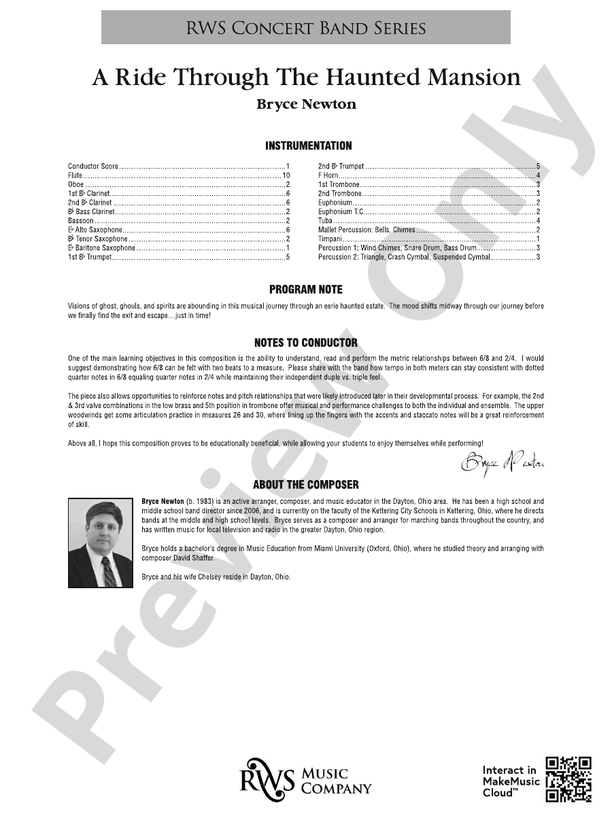 A Ride Through the Haunted Mansion - Concert Band Conductor Score & Parts(Digital Download)