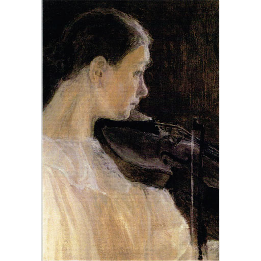 Greeting Card - 'The Violin Player', 1896 by Ellen Thesleff - Music in Art
