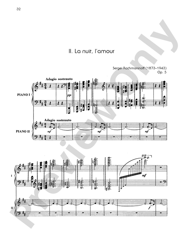 Fantaisie-tableaux (Suite No. 1), Opus 5 - II. La nuit, l'amour - 2 Pianos, 4 Hands (Digital Download)