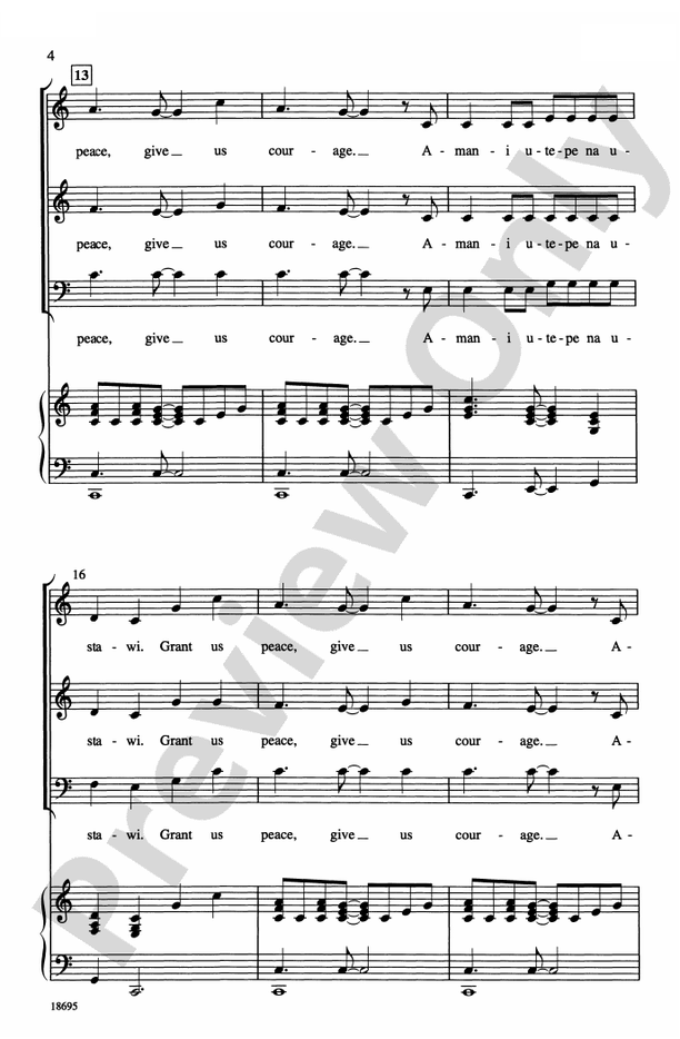 Amani Utupe (Swahili-Grant Us Peace, Give Us Courage) - SAB Choral Octavo (Digital Download)