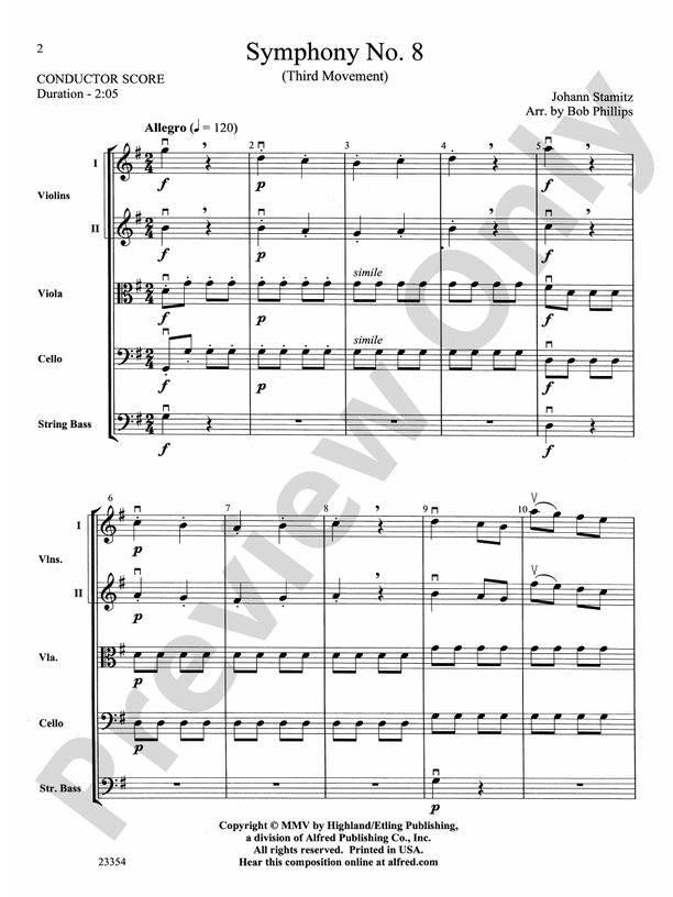 Symphony No. 8 – String Orchestra Conductor Score & Parts (Digital Download)