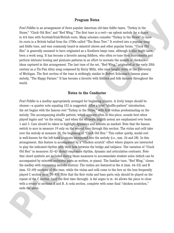 Fowl Fiddles – String Orchestra Conductor Score & Parts (Digital Download)