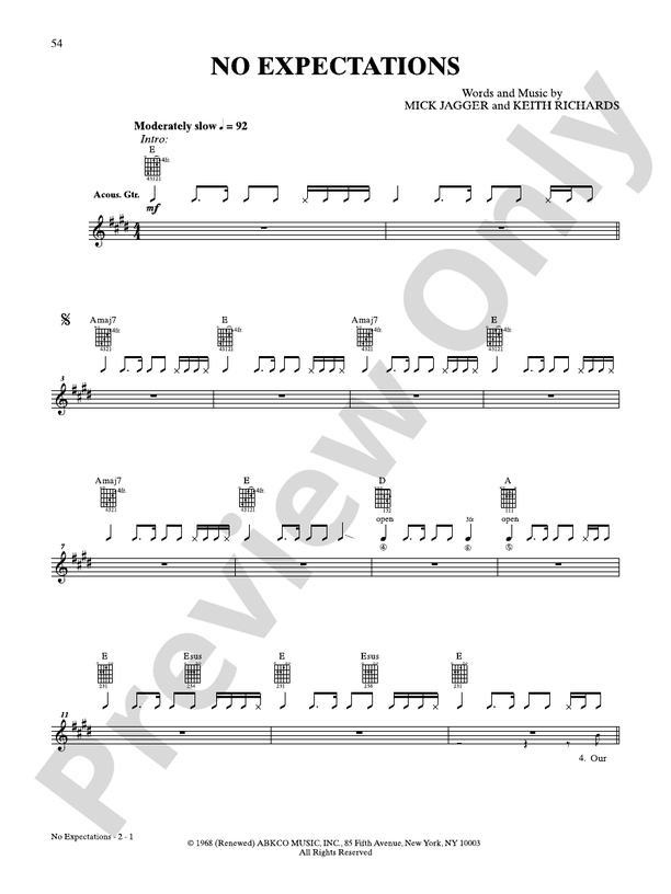 No Expectations - Guitar TAB (Digital Download)