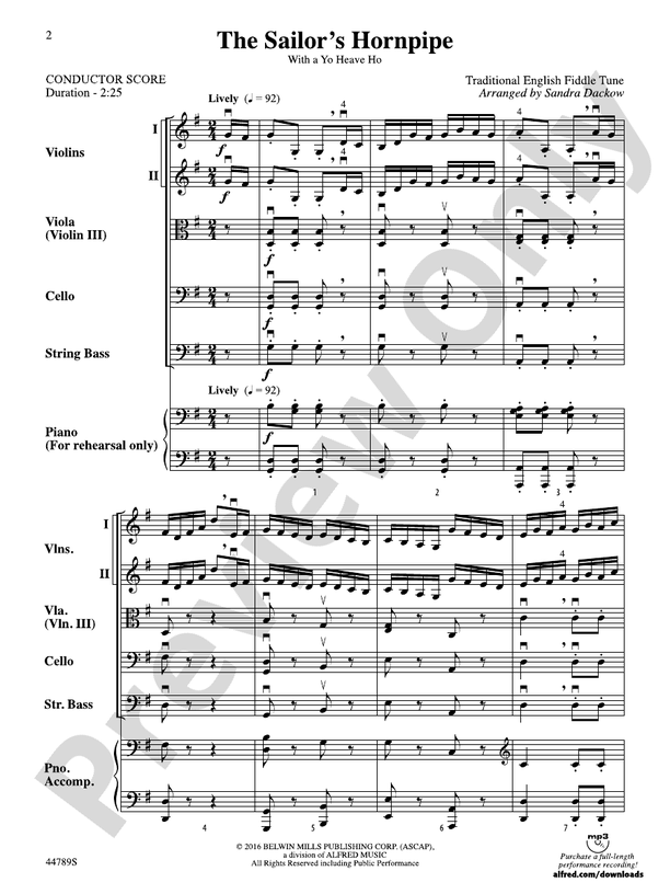 The Sailor's Hornpipe - String Orchestra Conductor Score & Parts (Digital Download)