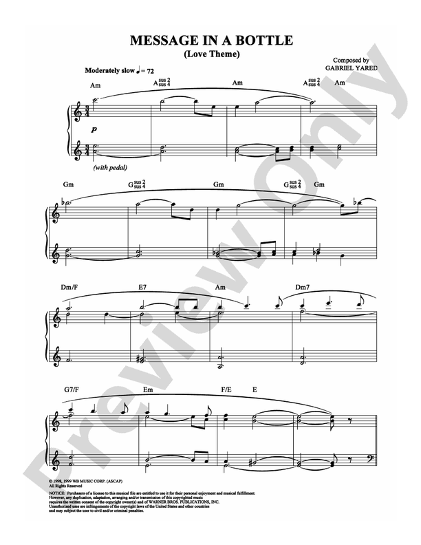 Message in a Bottle (Love Theme) - Piano (Digital Download)