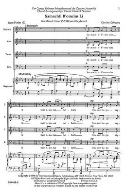 Samachti b'omrim Li - Charles Osborne - SATB Transcontinental Music Choral Score Octavo