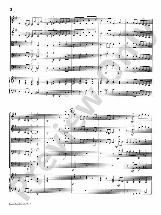 Brandenburg Concerto No. 3 – String Orchestra Conductor Score & Parts (Digital Download)