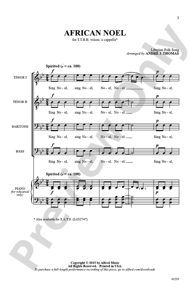 African Noel - TTBB, a cappella Choral Octavo (Digital Download)