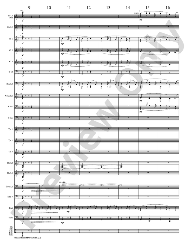 Three Christmas Carols - Concert Band Conductor Score & Parts (Digital Download)