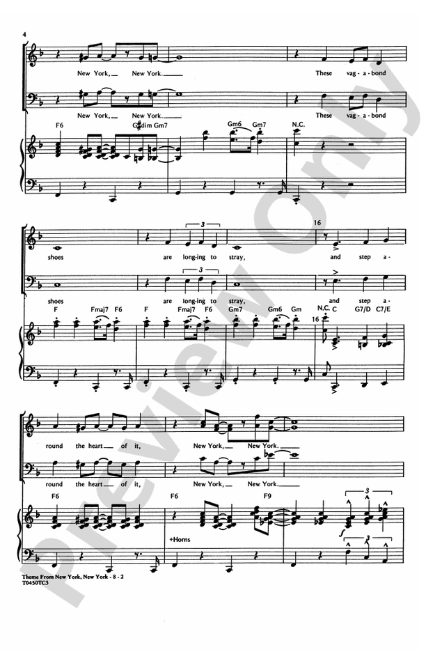 New York, New York, Theme from - SAB Choral Octavo (Digital Download)