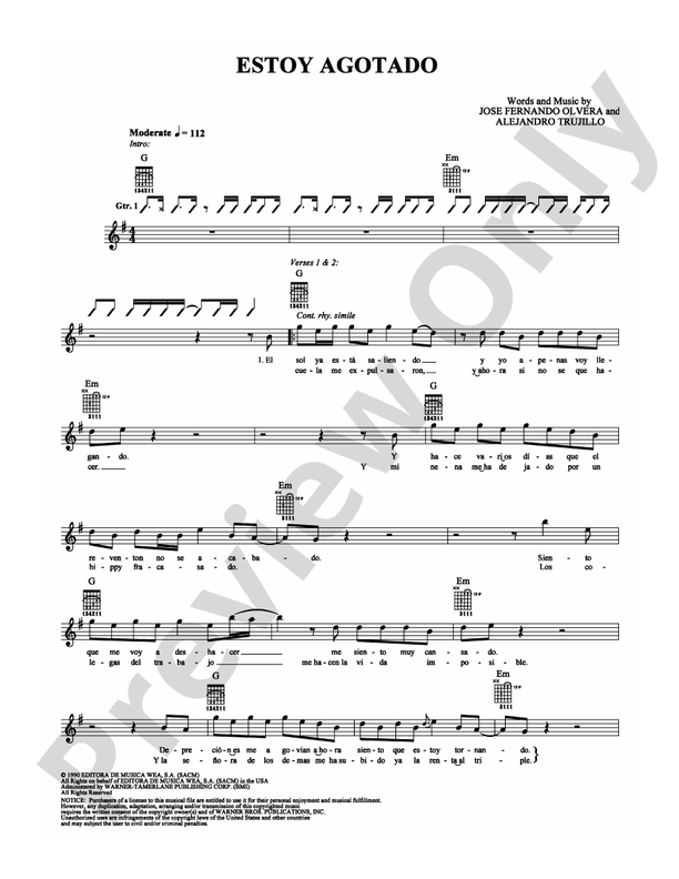 Estoy Agotado - Guitar TAB (Digital Download)