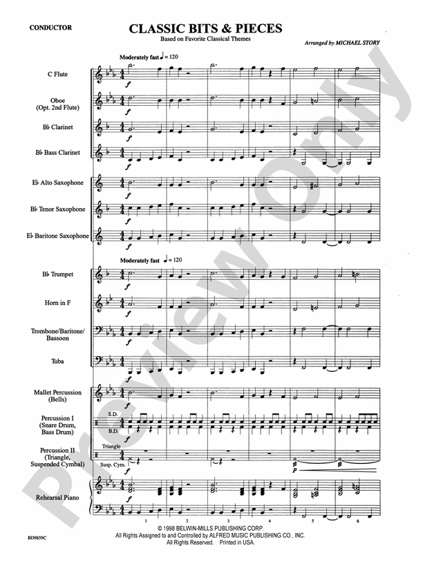 Classic Bits & Pieces (based on Favorite Classic Themes) - Concert Band Conductor Score & Parts (Digital Download)