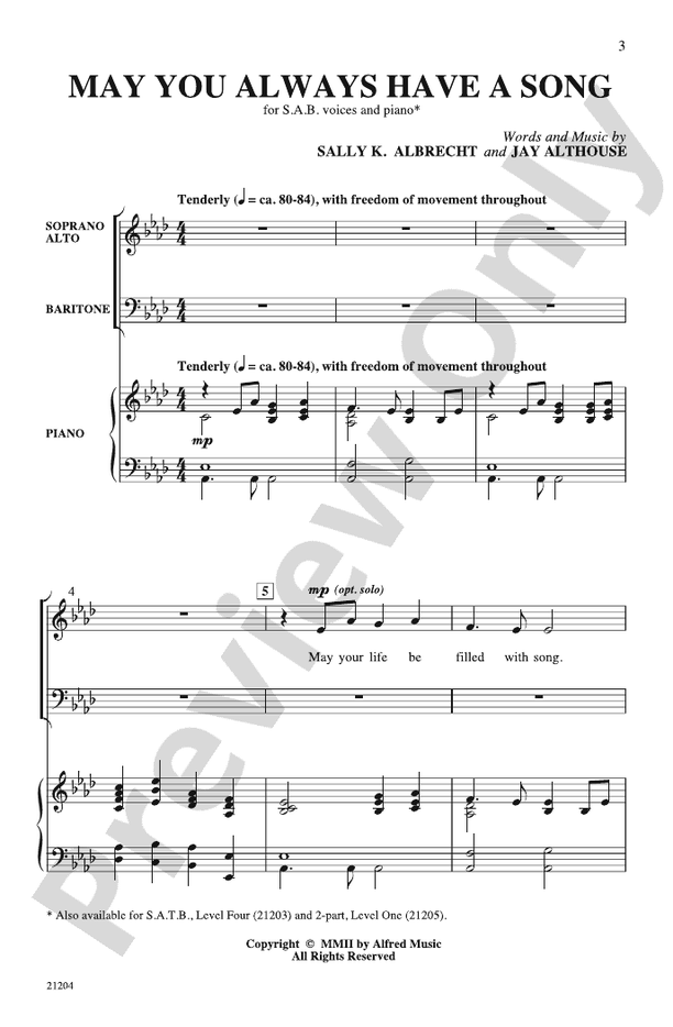 May You Always Have a Song – SAB Choral Octavo (Digital Download)
