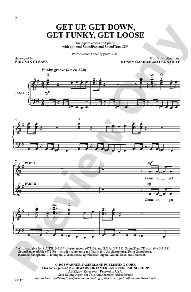 Get Up, Get Down, Get Funky, Get Loose – 2-Part Choral Octavo (Digital Download)