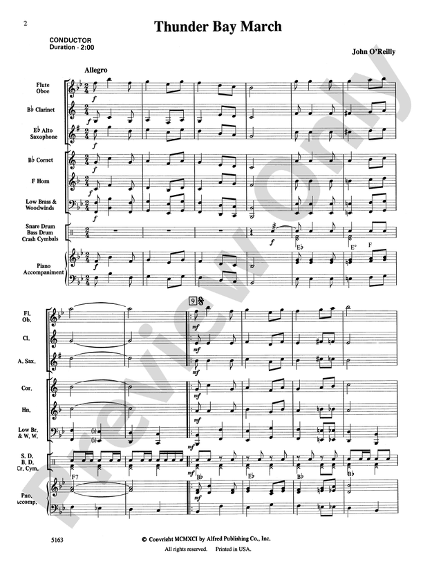 Thunder Bay March - Concert Band Conductor Score & Parts (Digital Download)