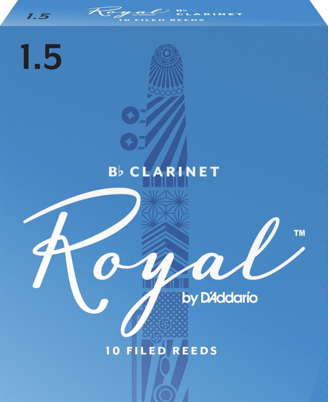Royal Bb Clarinet Reeds, Strength 1.5, 10-Pack