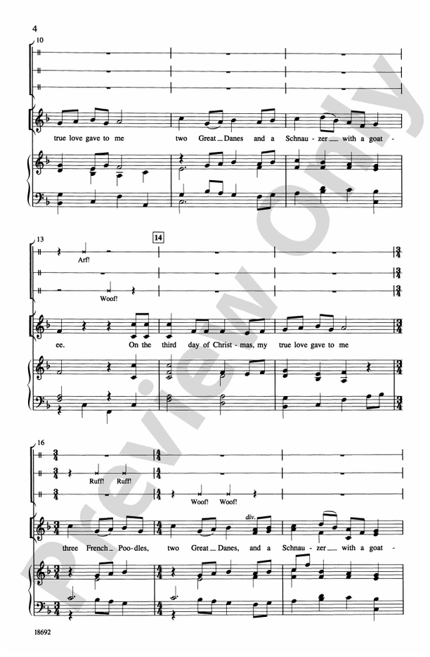 A Canine Christmas Concerto (The 12 Dogs of Christmas) - 2-Part Choral Octavo (Digital Download)