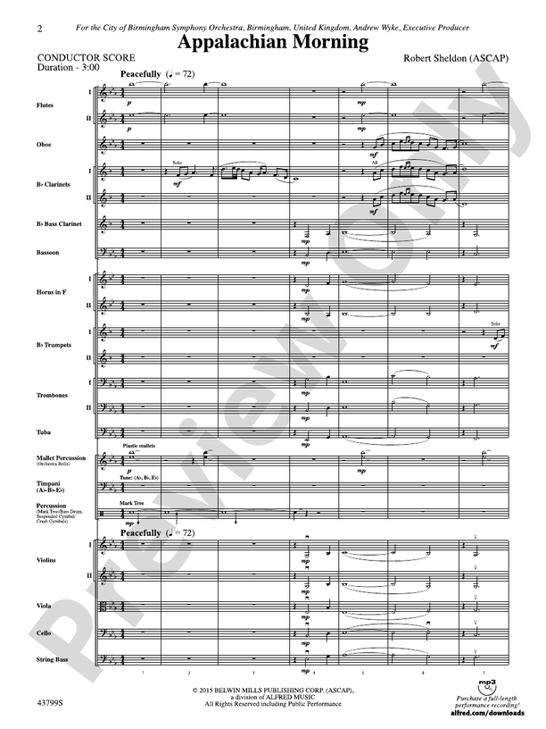 Appalachian Morning – Full Orchestra Conductor Score & Parts (Digital Download)