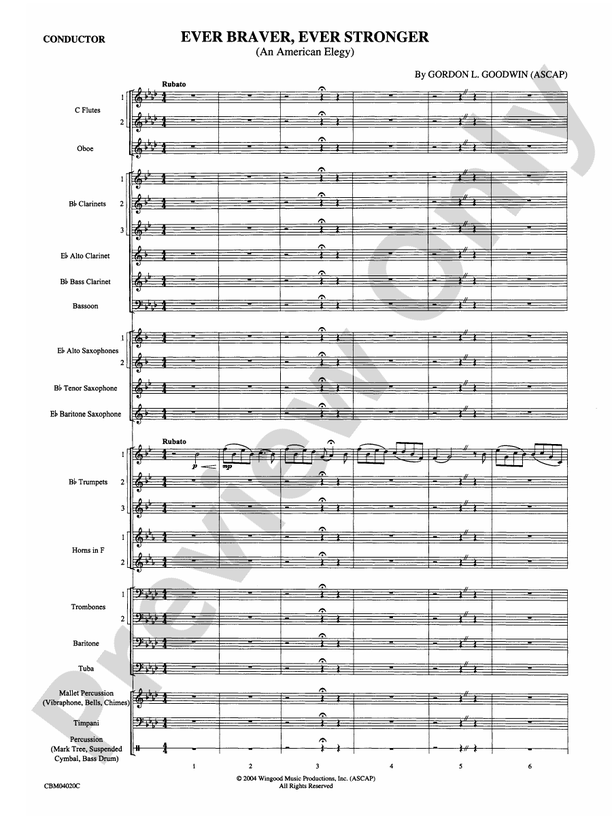 Ever Braver, Ever Stronger (An American Elegy) - Concert Band Conductor Score & Parts (Digital Download)