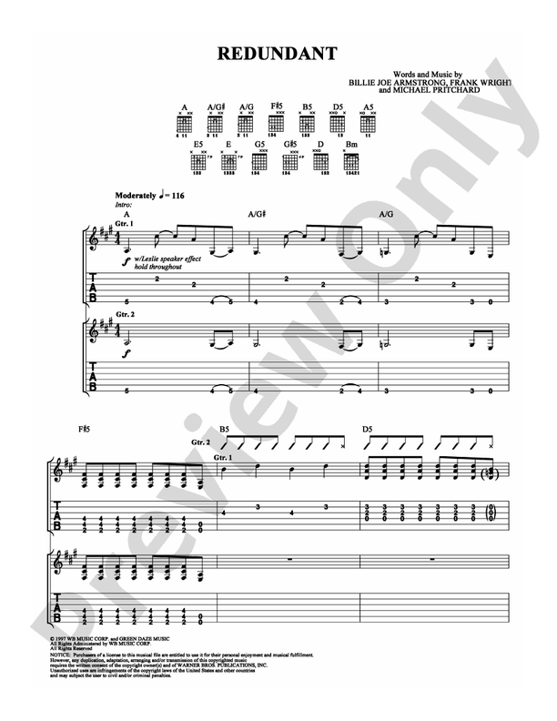 Redundant - Guitar TAB (Digital Download)