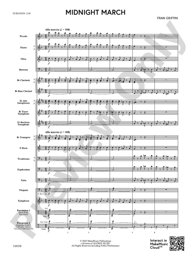 Midnight March - Concert Band Conductor Score & Parts(Digital Download)