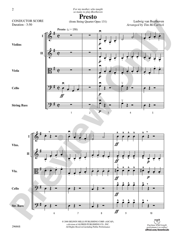 Presto – String Orchestra Conductor Score & Parts (Digital Download)
