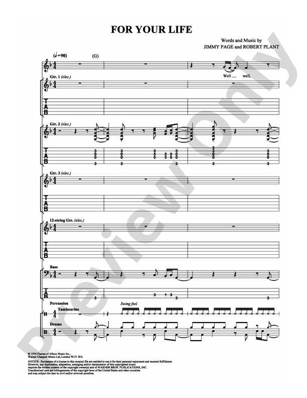 For Your Life - Guitar TAB (Digital Download)