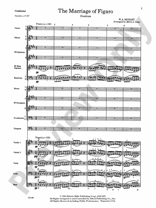 The Marriage of Figaro -- Overture – Full Orchestra Conductor Score & Parts (Digital Download)