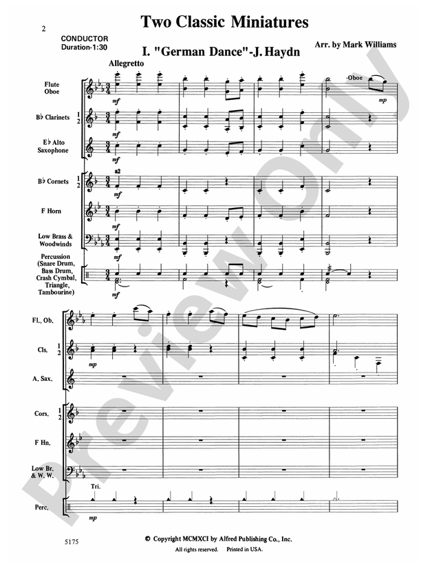 Two Classic Miniatures - Concert Band Conductor Score & Parts (Digital Download)
