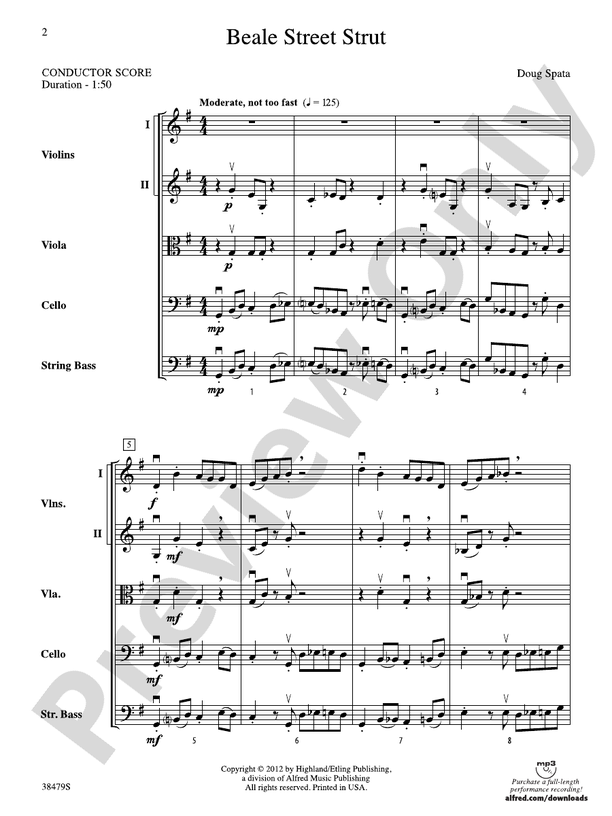 Beale Street Strut – String Orchestra Conductor Score & Parts (Digital Download)