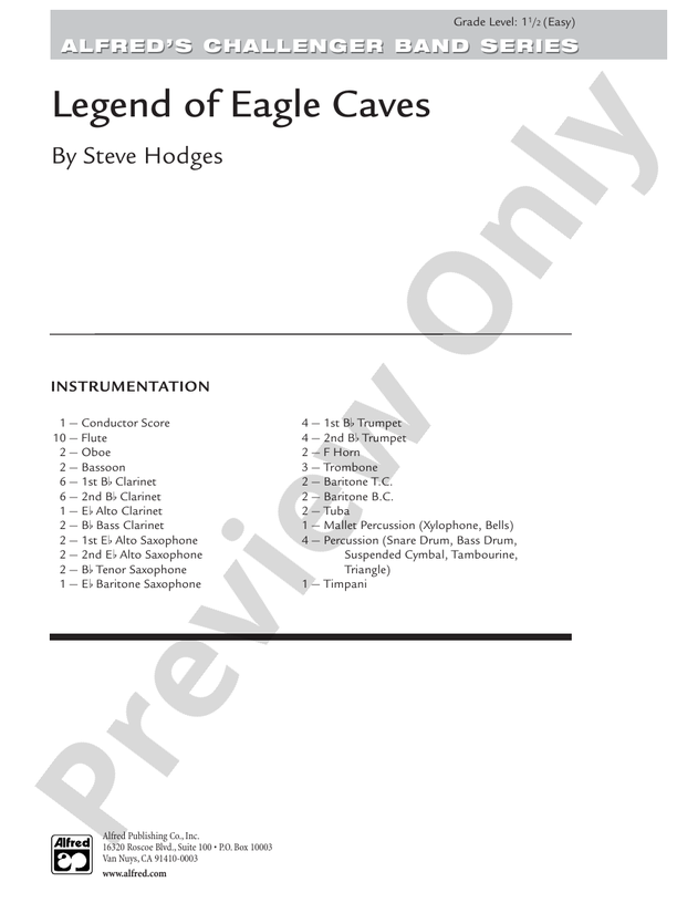 Legend of Eagle Caves - Concert Band Conductor Score & Parts (Digital Download)