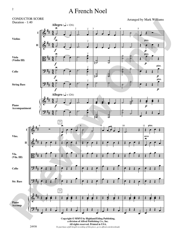 A French Noel – String Orchestra Conductor Score & Parts (Digital Download)