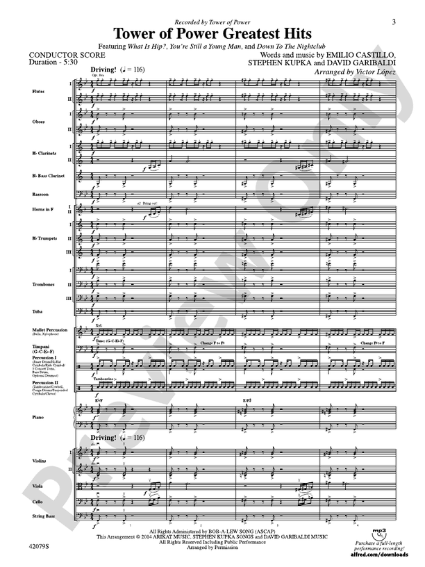 Tower of Power Greatest Hits – Full Orchestra Conductor Score & Parts (Digital Download)