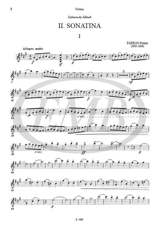 Farkas - 2 Sonatinas - Violin/Piano Accompaniment EMB Z1868