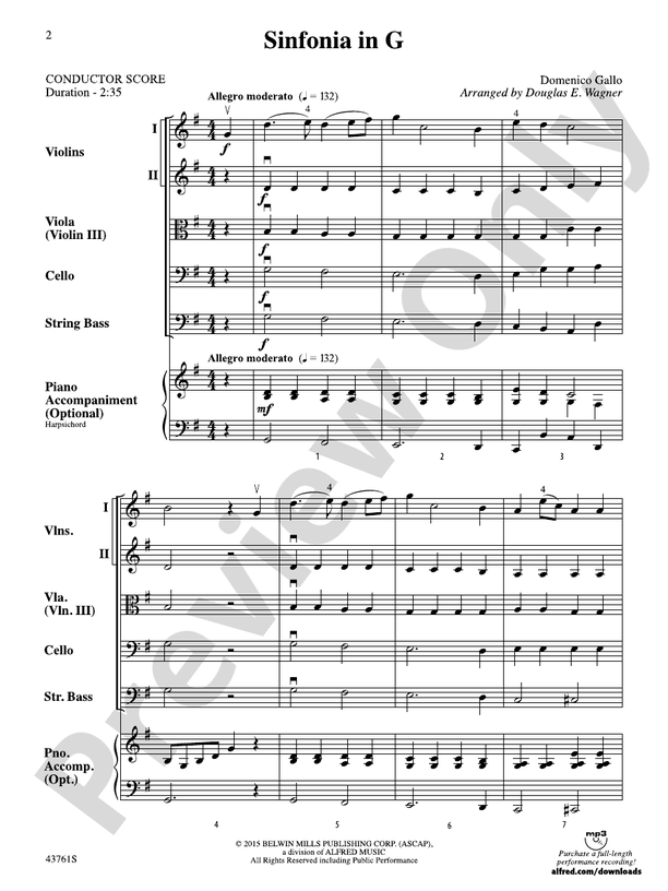 Sinfonia in G – String Orchestra Conductor Score & Parts (Digital Download)