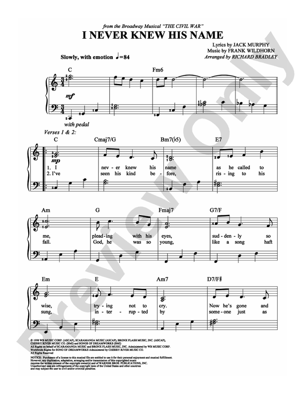 I Never Knew His Name - Arr. Richard Bradley - Easy Piano (Digital Download)