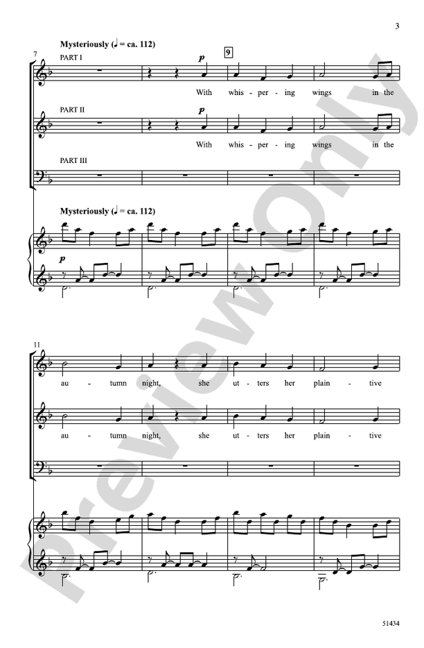 The Owl, the Wind, and the Moon - 3 Part Mixed Choral Octavo (Digital Download)
